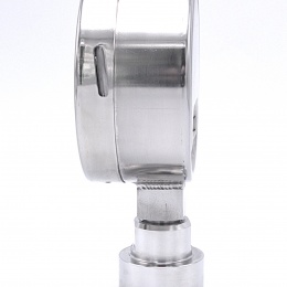 Stainless steel manometer, dial 100 mm, with a sanitary diaphragm CLAMP DIN32676 - collar 50.5 mm