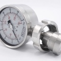 Stainless steel manometer, dial 100 mm, with separating membrane-CLAMP DIN 32676, collar 64 mm 0-16 bar