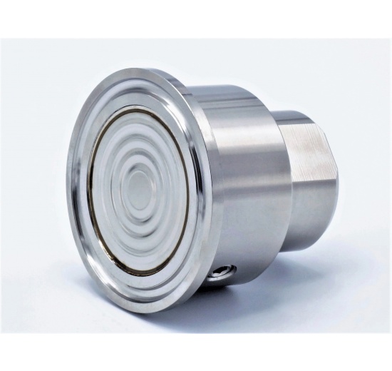 Stainless steel manometer, dial 63 mm, with separating membrane CLAMP DIN 32676, collar 50.5 mm