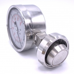 Stainless steel manometer with a sanitary diaphragm DIN 11851, dial 100 mm | nut DN25