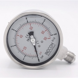 Stainless steel manometer with separating membrane, DIN 11851, dial 100 mm | nut DN32