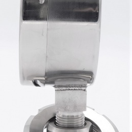 Stainless steel manometer with separating membrane DIN 11851, dial 100 mm, nut DN25 0-16 bar