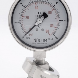 Stainless steel manometer with separating membrane, DIN 11851, dial 100 mm | nut DN32