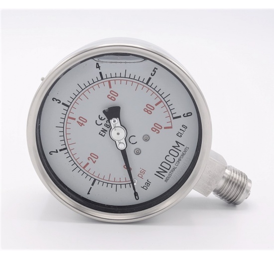 Stainless steel manometer with separating membrane DIN 11851, dial 100 mm | nut DN25