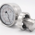 Stainless steel manometer with separating membrane, union DIN 11851, dial 100 mm, Nut DN32 0-2,5 bar
