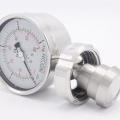 Stainless steel manometer with separating membrane, union DIN 11851, dial 100 mm | 0-4 bar