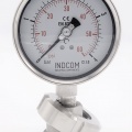 Stainless steel manometer with separating membrane, union DIN 11851, dial 100 mm | 0-4 bar