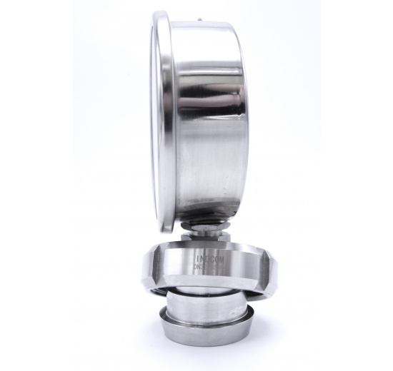 Stainless steel manometer with separating membrane, union DIN 11851, dial 100 mm, Nut DN40 | 0-6 bar