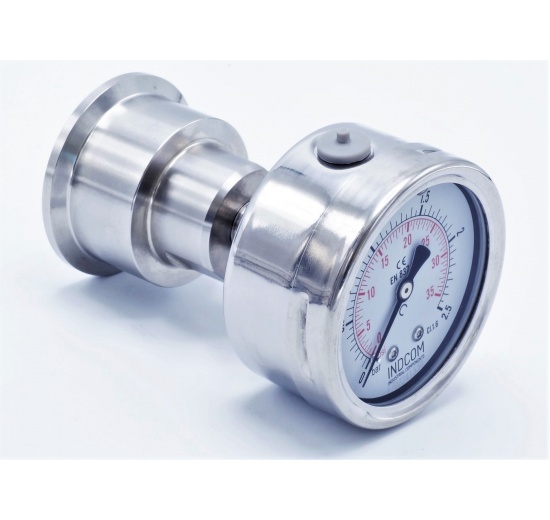 Stainless Steel Pressure Gauge 63 mm (back connection) with Separating Diaphragm-CLAMP | 0-2,5 bar, (clamp-50,5mm)