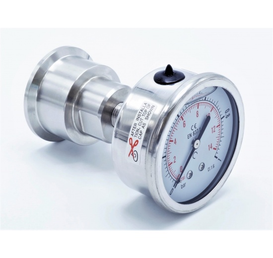 Stainless Steel Pressure Gauge 63 mm (back connection) with Separating Diaphragm-CLAMP 0-1 bar, (clamp-50,5mm)