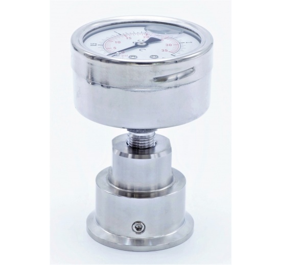 Stainless Steel Pressure Gauge 63 mm (back connection) with Separating Diaphragm-CLAMP | 0-2,5 bar, (clamp-50,5mm)