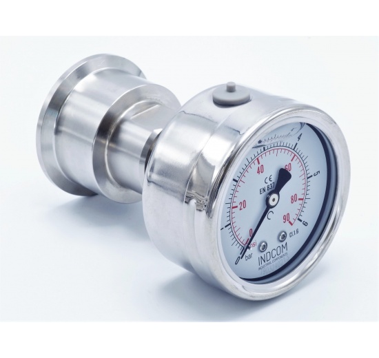 Stainless Steel Pressure Gauge 63 mm (back connection) with Separating Diaphragm-CLAMP 0-6 bar, (clamp-50,5mm)