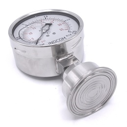 Stainless Steel Pressure Gauge, Dial 100 mm, Sanitary Diaphragm CLAMP DIN 32676 (64 mm) | 0-2,5 bar