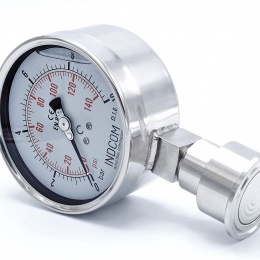 Stainless Steel Pressure Gauge, Dial 100 mm, With A Sanitary Diaphragm CLAMP DIN32676 (50.5 mm)