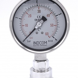 Stainless Steel Pressure Gauge, Dial 100 mm, With A Sanitary Diaphragm CLAMP DIN32676 (50.5 mm)