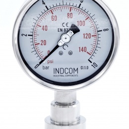 Stainless Steel Pressure Gauge, Dial 100 mm, With A Sanitary Diaphragm CLAMP DIN32676 (50.5 mm)
