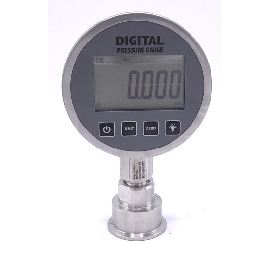 Stainless Steel Pressure Gauge, Dial 100 mm, With A Sanitary Diaphragm CLAMP DIN32676 (50.5 mm) | 0-25 bar