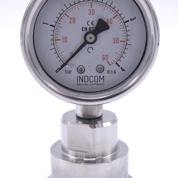 Stainless Steel Pressure Gauge, Dial 63 mm, With A Sanitary Diaphragm CLAMP DIN32676 (50.5 mm) | 0-8 bar, (clamp collar-50,5mm)