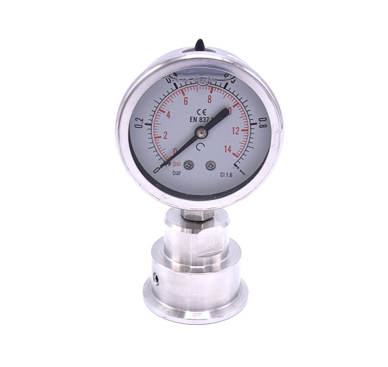 Stainless Steel Pressure Gauge, Dial 63 mm, With A Sanitary Diaphragm CLAMP DIN32676 (50.5 mm) | 0-1 bar, (clamp-50,5mm)