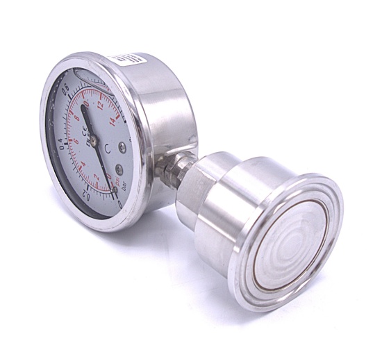 Stainless Steel Pressure Gauge, Dial 63 mm, With A Sanitary Diaphragm CLAMP DIN32676 (50.5 mm) | 0-1 bar, (clamp-50,5mm)