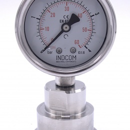 Stainless Steel Pressure Gauge With A Sanitary Diaphragm-CLAMP, Dial 63 mm