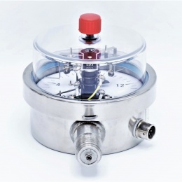 Stainless steel pressure gauge with electrical contacts
