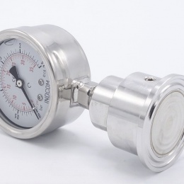 Stainless Steel Pressure Gauge with Separating Diaphragm-CLAMP, Dial 63 mm 0-2,5 bar, (clamp-50,5mm)