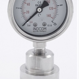 Stainless Steel Pressure Gauge with Separating Diaphragm-CLAMP, Dial 63 mm 0-10 bar, (clamp-50,5mm)