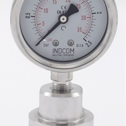 Stainless Steel Pressure Gauge with Separating Diaphragm-CLAMP, Dial 63 mm | 0-2,5 bar, (clamp-50,5mm)