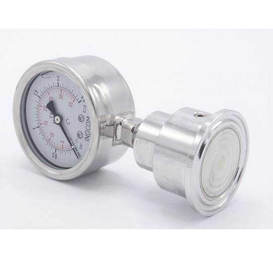 Stainless Steel Pressure Gauge with Separating Diaphragm-CLAMP, Dial 63 mm 0-2,5 bar, (clamp-50,5mm)