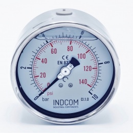 Stainless steel pressure gauges - the back (axial) connection, dial 100 mm | 0 - 10 bar (1/2")