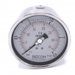 Stainless steel pressure gauges - the back (axial) connection, dial 100 mm | 0 - 2,5 bar (1/2")