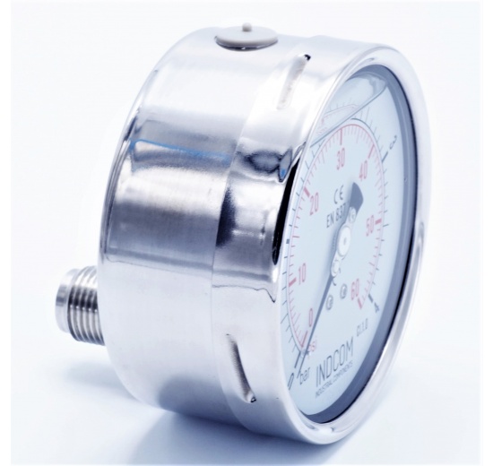 Stainless steel pressure gauges - the back (axial) connection, dial 100 mm | 0 - 4 bar (1/2")