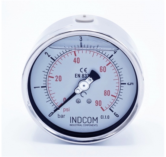 Stainless steel pressure gauges - the back (axial) connection, dial 100 mm | 0 - 6 bar (1/2")