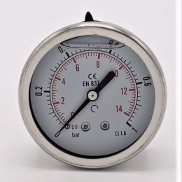 Stainless steel pressure gauges - the back (coaxial) connection 0 - 1 bar 1/4”