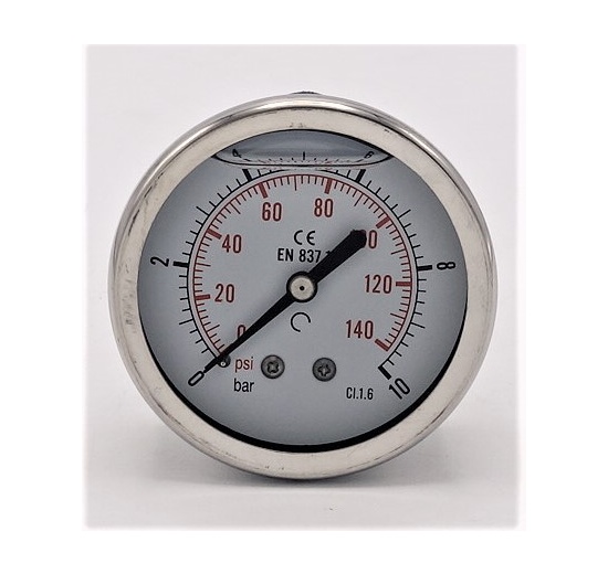 Stainless steel pressure gauges - the back (coaxial) connection 0 - 10 bar 1/4”