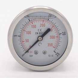 Stainless steel pressure gauges - the back (coaxial) connection 0 - 25 bar 1/4”
