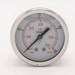 Stainless steel pressure gauges - the back (coaxial) connection 0 - 40 bar 1/4”