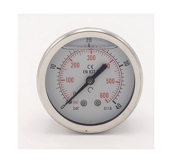 Stainless steel pressure gauges - the back (coaxial) connection 0 - 40 bar 1/4”