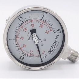Stainless steel pressure gauges - the bottom (radial) connection, dial 100 mm | 0 - 2,5 bar (1/2")
