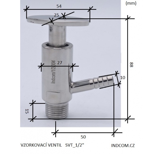 Stainless steel sampling valve, threaded 1/2"
