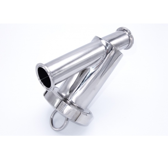 Stainless steel sanitary Y- filter, Clamp C-C used to filter liquids in which solid particles