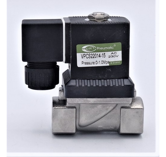 Stainless Steel Solenoid Valve 2/2, G 1/2" AC230V, NC