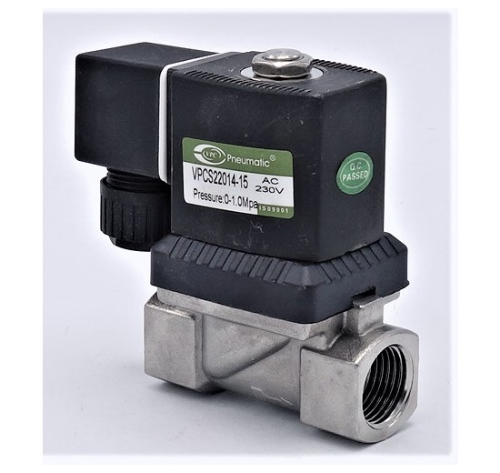 Stainless Steel Solenoid Valve 2/2, G 1/2" AC230V, NC