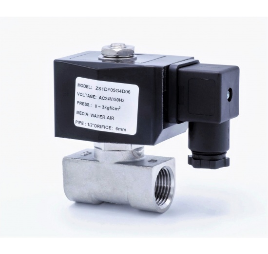 Stainless Steel Solenoid Valve 2/2, G 1/2"AC24V, NC