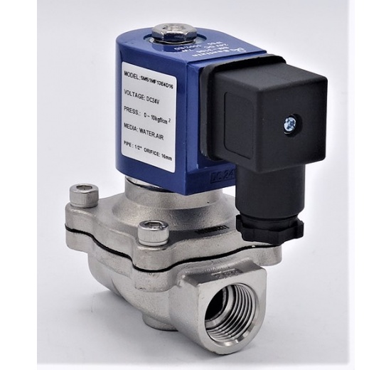 Stainless Steel Solenoid Valve 2/2, G 1/2" DC24V, NC