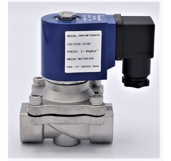 Stainless Steel Solenoid Valve 2/2, G 1/2" DC24V, NC