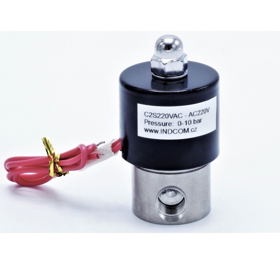 Stainless steel solenoid valve 2/2, G 1/4" AC220V, NC