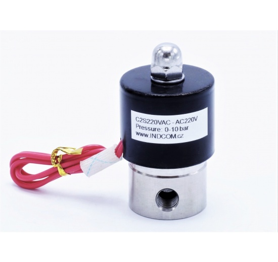 Stainless steel solenoid valve 2/2, G 1/8" AC220V, NC