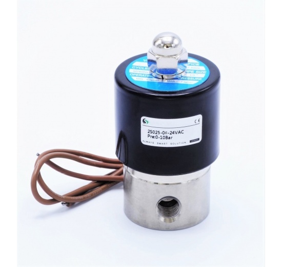 Stainless steel solenoid valve 2/2, G 1/8" AC24V, NC